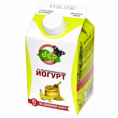 Йогурт питьевой ДЕП Банан-злаки 2,5% 500гр т/п