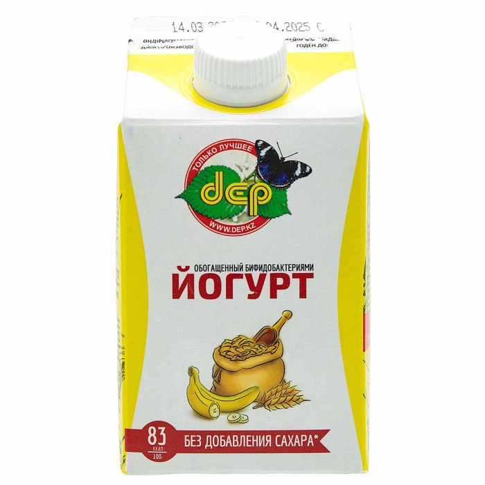 Йогурт питьевой ДЕП Банан-злаки 2,5% 500гр т/п