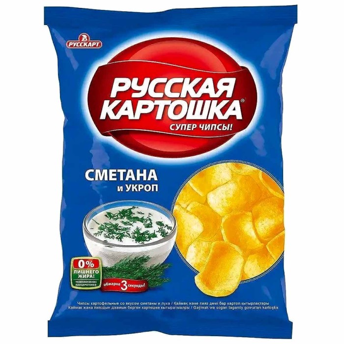 Чипсы Русская картошка вкус сметана и укроп 150гр м/у