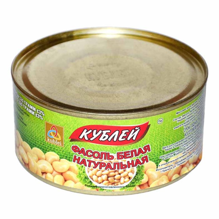 Фасоль Кублей белая натуральная 320 гр ж/б