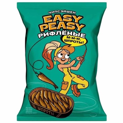 Чипсы Easy Peasy рифленые вкус шпроты 50гр м/у