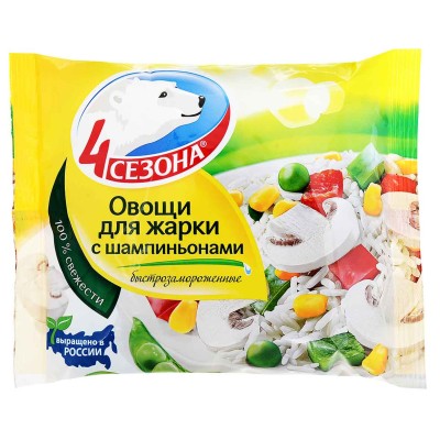 Овощи для жарки 4 сезона с шампиньонами 400гр м/у