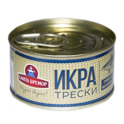 Икра Санта Бремор трески деликатесная люкс 130гр ж/б