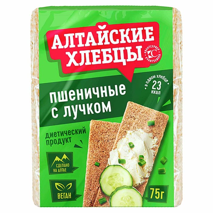 Хлебцы Алтайские пшеничные с лучком 75гр м/у