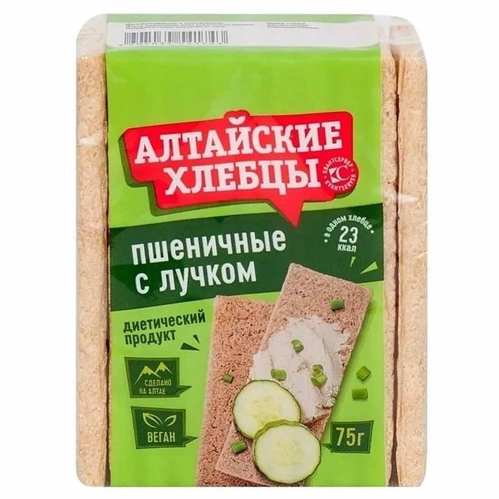 Хлебцы Алтайские пшеничные с лучком 75гр м/у