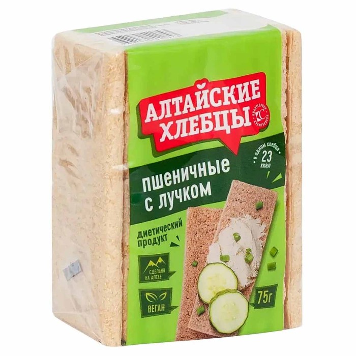 Хлебцы Алтайские пшеничные с лучком 75гр м/у