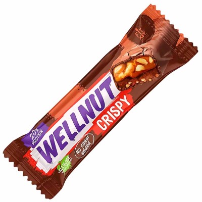 Батончик глазированный Wellnut crispy арахис-карамель 45гр м/у