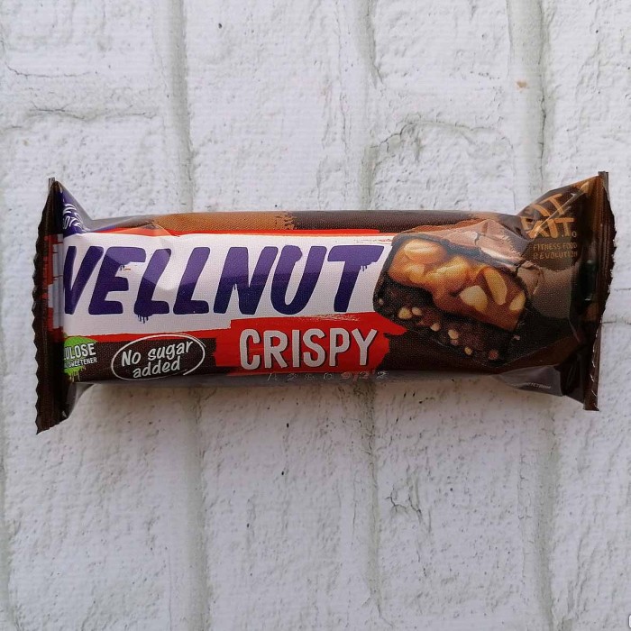 Батончик глазированный Wellnut crispy арахис-карамель 45гр м/у
