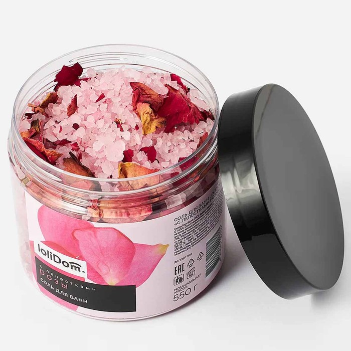 Соль для ванн Lolidom) с лепестками розы 550гр пэт