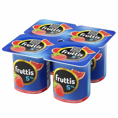 Йогурт Fruttis с клубникой и грейпфрутом 5% 115гр пэт