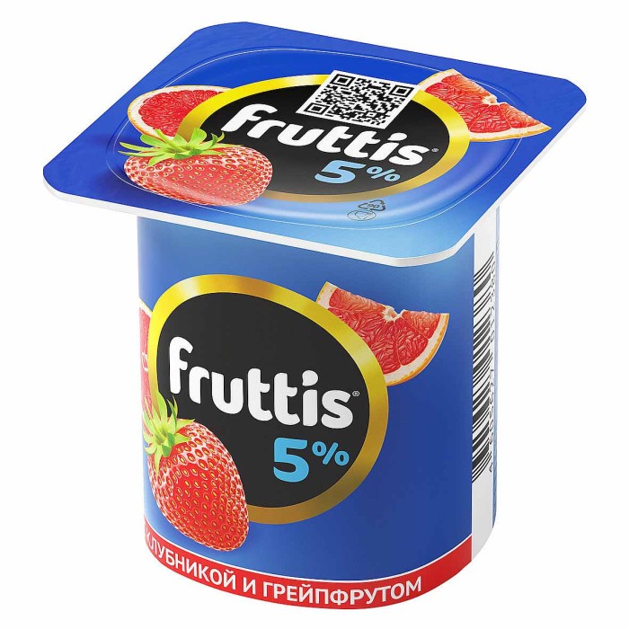 Йогурт Fruttis с клубникой и грейпфрутом 5% 115гр пэт