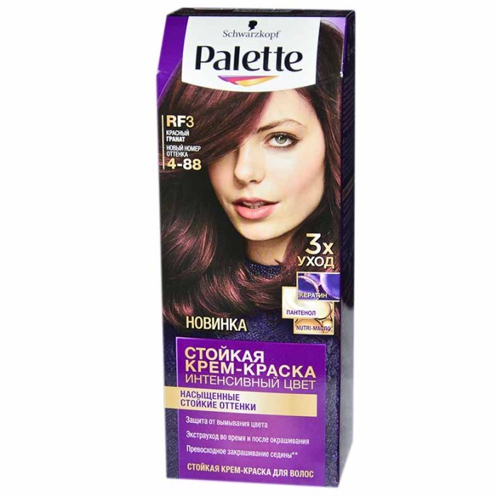 Краска для волос Palette RF3 Красный гранат (New) 110мл к/у