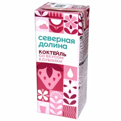 Коктейль молочный Северная Долина со вкусом клубники 2,5% 200мл т/п