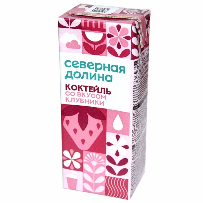 Коктейль молочный Северная Долина со вкусом клубники 2,5% 200мл т/п