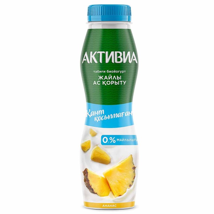 Йогурт питьевой Активия ананас без сахара 0% 260мл пэт