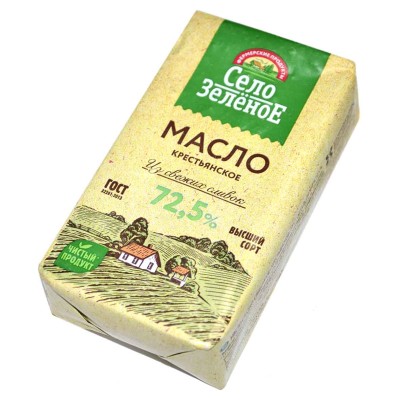 Масло сливочное Село Зеленое Крестьянское 72,5% 175гр м/у