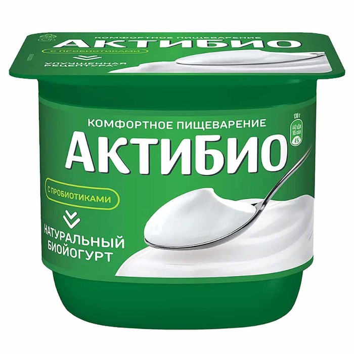 Биойогурт Актибио натуральный 3,5% 130гр пэт