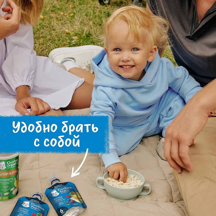 Пюре Gerber Яблоко,груша,черника,малина с 6мес 90гр пауч