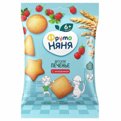 Печенье ФрутоНяня пшеничное с земляникой 50гр м/у