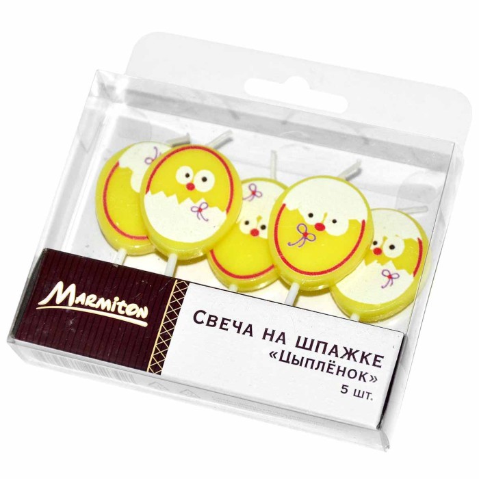 Свеча Marmiton Цыпленок на шпажке 5шт арт17078