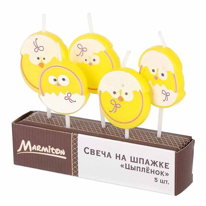 Свеча Marmiton Цыпленок на шпажке 5шт арт17078