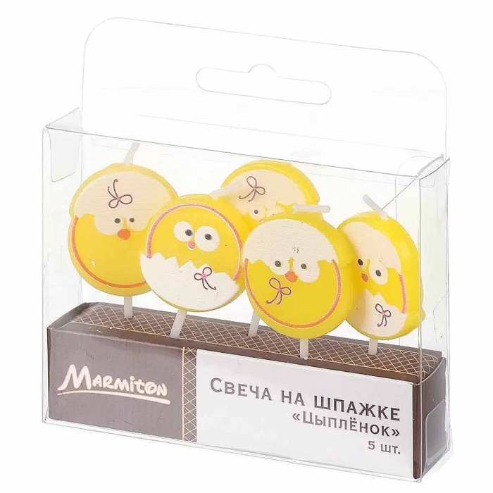Свеча Marmiton Цыпленок на шпажке 5шт арт17078
