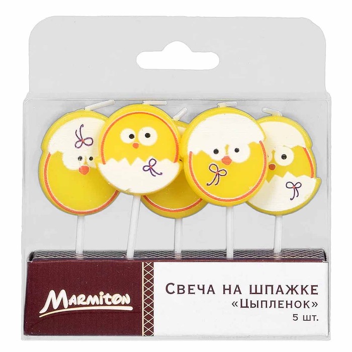 Свеча Marmiton Цыпленок на шпажке 5шт арт17078