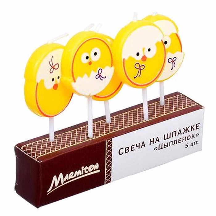 Свеча Marmiton Цыпленок на шпажке 5шт арт17078