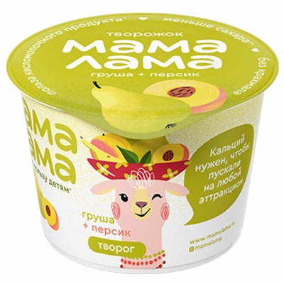 Творог Мама Лама персик-груша 3,8%100гр пэт
