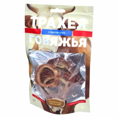 Лакомство для собак Деревенские лакомства трахея говяжья с мясом утки 50гр в/у