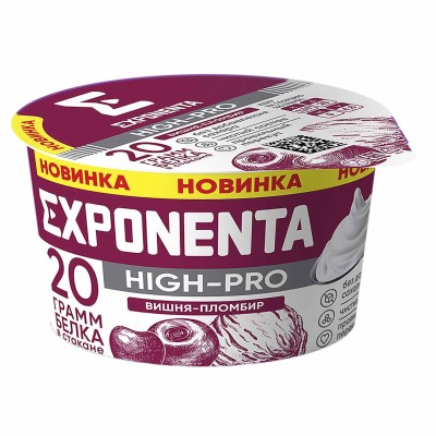 Напиток кисломолочный Exponenta High-Pro Вишня-пломбир 160гр пэт
