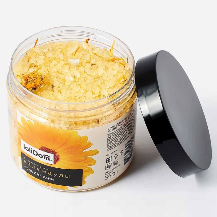 Соль для ванн Lolidom) с цветами календулы 550гр пэт