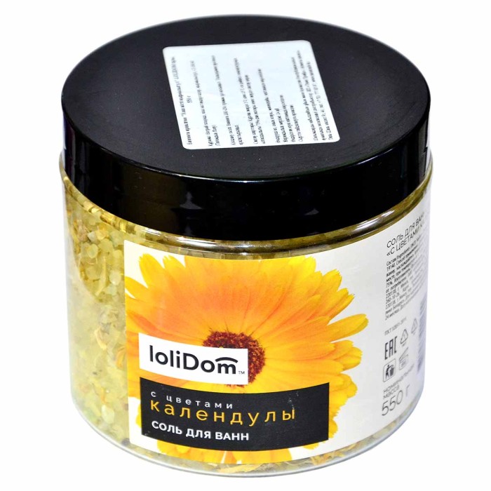 Соль для ванн Lolidom) с цветами календулы 550гр пэт