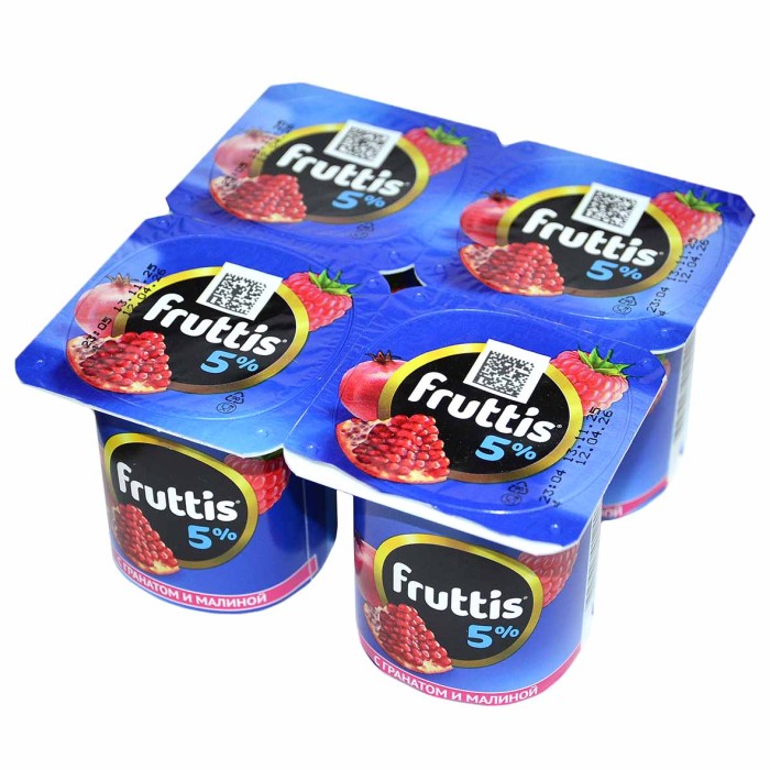 Йогурт Fruttis с гранатом и малиной 5% 115гр пэт