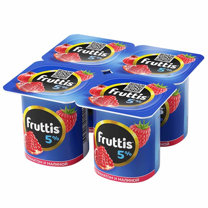 Йогурт Fruttis с гранатом и малиной 5% 115гр пэт