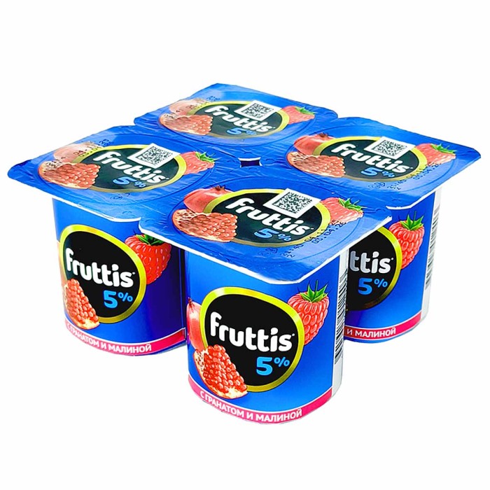 Йогурт Fruttis с гранатом и малиной 5% 115гр пэт