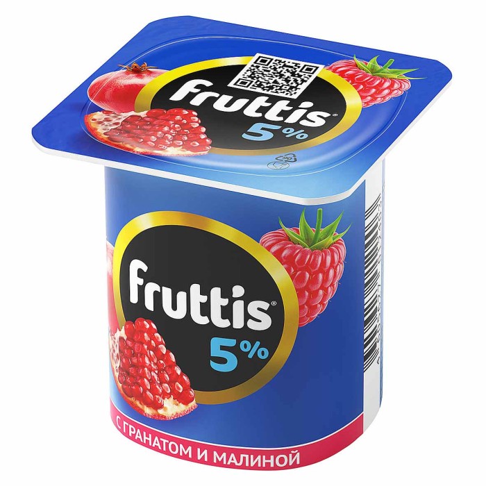 Йогурт Fruttis с гранатом и малиной 5% 115гр пэт