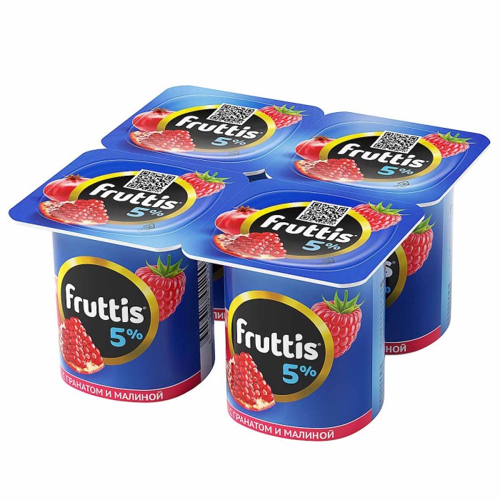 Йогурт Fruttis с гранатом и малиной 5% 115гр пэт