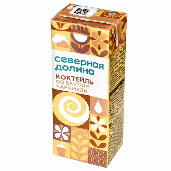 Коктейль молочный Северная Долина со вкусом карамели 2,5% 200мл т/п