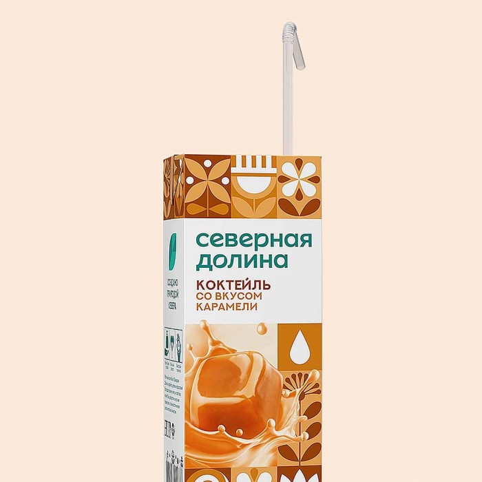 Коктейль молочный Северная Долина со вкусом карамели 2,5% 200мл т/п