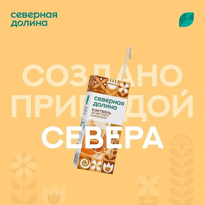 Коктейль молочный Северная Долина со вкусом карамели 2,5% 200мл т/п