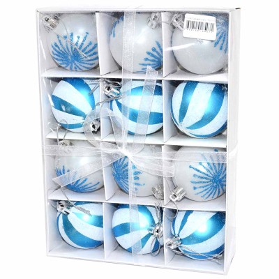 Украшение новогоднее Шары бело-голубые 9шт