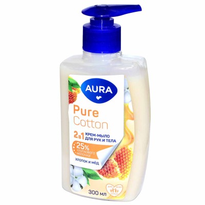 Мыло жидкое Aura Pure Cotton Хлопок и мед 300мл пэт