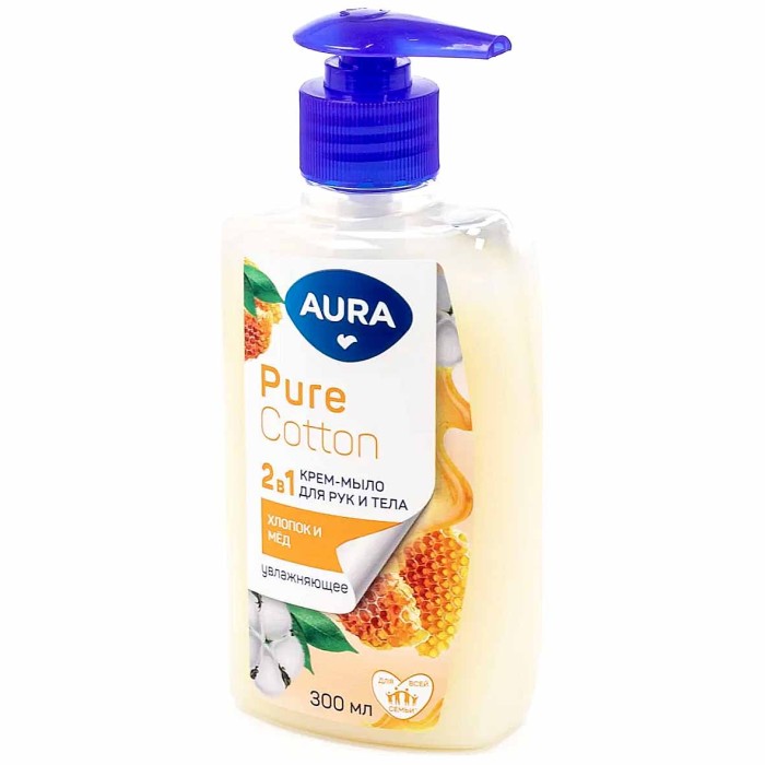 Мыло жидкое Aura Pure Cotton Хлопок и мед 300мл пэт
