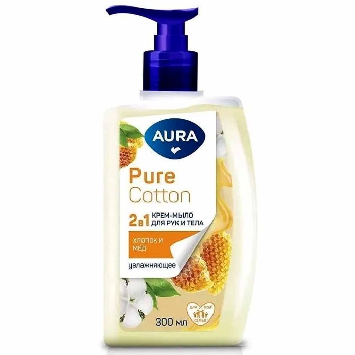 Мыло жидкое Aura Pure Cotton Хлопок и мед 300мл пэт
