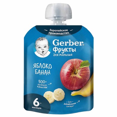 Пюре Gerber Яблоко,банан с 6мес 90гр пауч