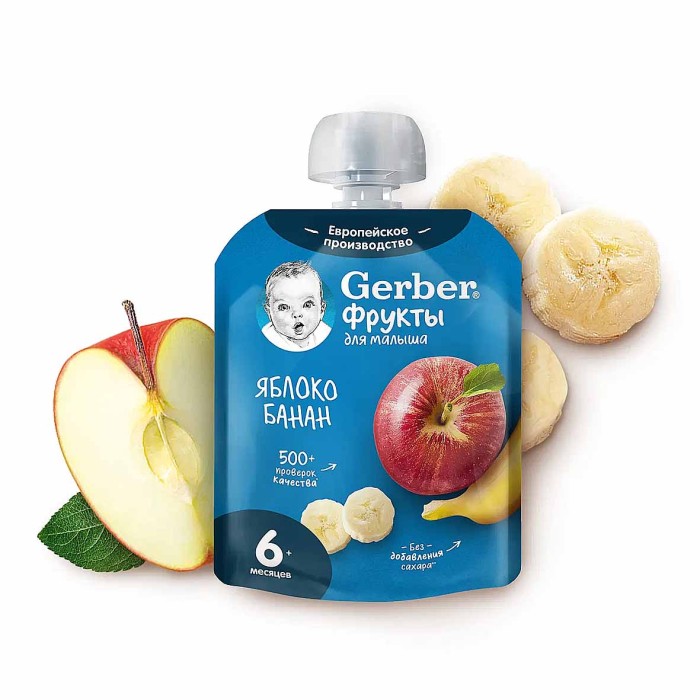 Пюре Gerber Яблоко,банан с 6мес 90гр пауч