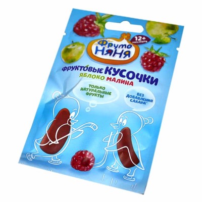 Кусочки ФрутоНяня фруктовые яблоко,малина 12гр м/у
