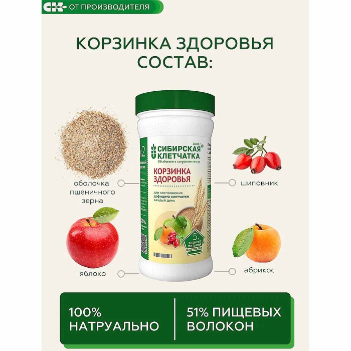 Клетчатка Сибирская Клетчатка Корзина здоровья 280гр пэт
