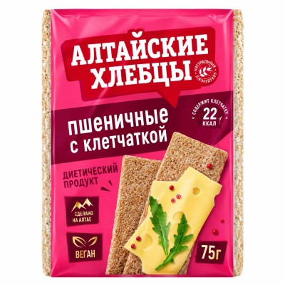 Хлебцы Алтайские пшеничные с клетчаткой 75гр м/у